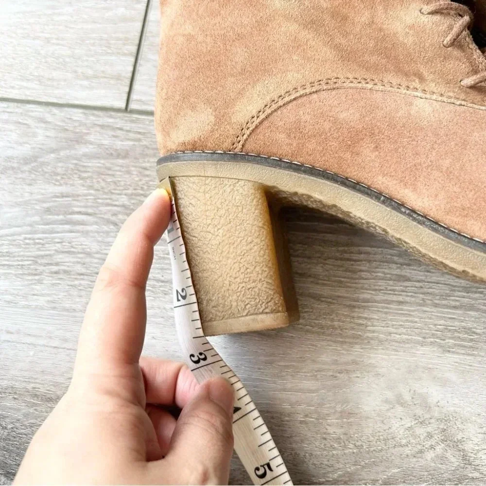 Locale Tan Suede Leather Lace Up Ankle Boots Made in Portugal